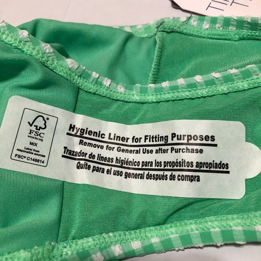 NWT Time and Tru Women’s Plus Mid-Rise Cheeky Green Gingham Bikini Bottom 2X - Picture 9 of 9